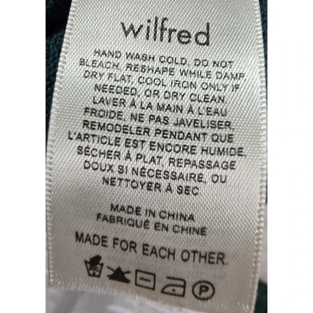 Aritzia Wilfred Womens Cyprie 100% Merino Wool Mockneck Sweater Teal Green XL